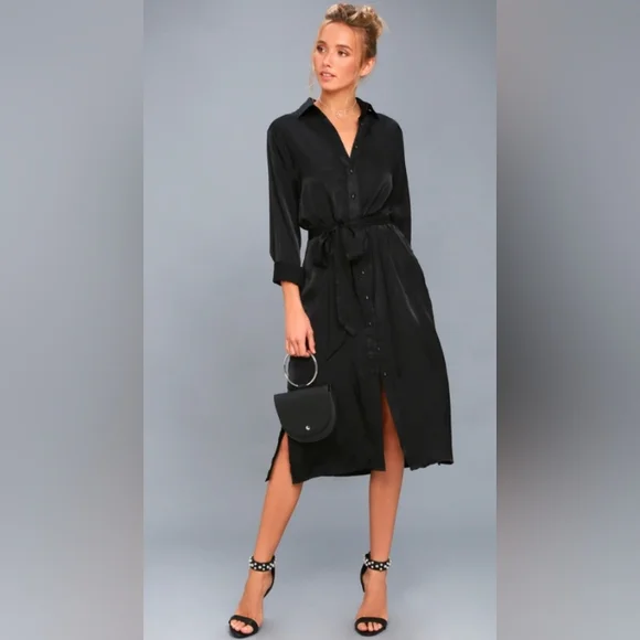 SOFT SURROUNDINGS Cotton Black Shirt Dress | L - Picture 1 of 7